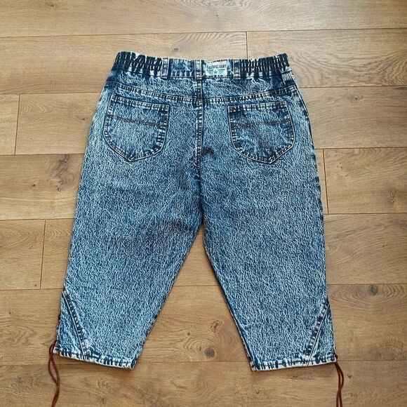 Vintage The Octopus Army unique high waisted side lace acid washed 3/4 jeans - Picture 5 of 10